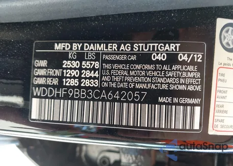 2012 Mercedes-Benz E 550 4Matic from USA, damaged, VIN WDDHF9BB3CA642057